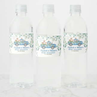 Woodland Blue Truck Water Bottle Label