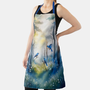 Woodland Bluebirds Scenic Forest Apron
