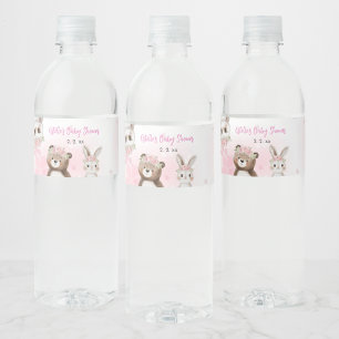 Woodland Blush Baby Shower Water Bottle Label