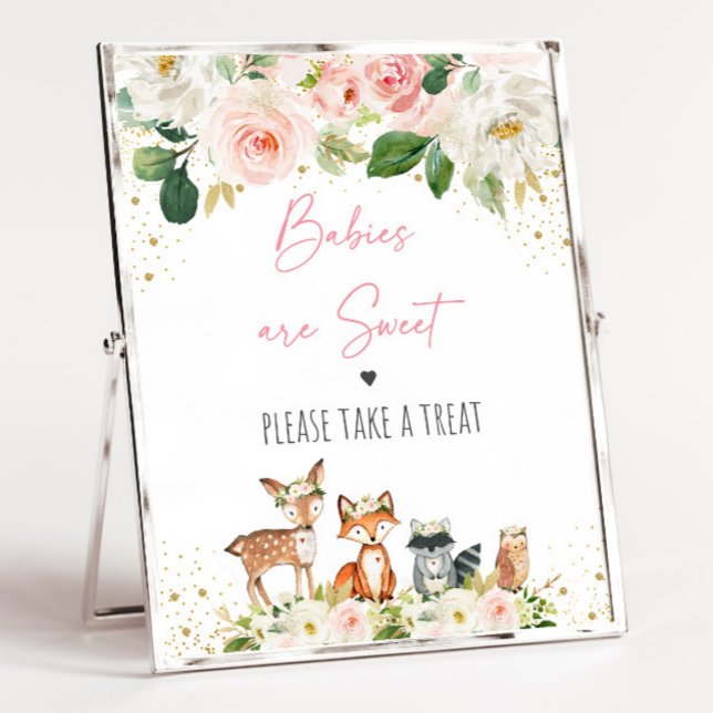 Woodland Blush Floral Baby Shower Treat Sign (Creator Uploaded)
