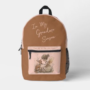 Woodland Blush Grandma Nickname Milestone Printed Backpack