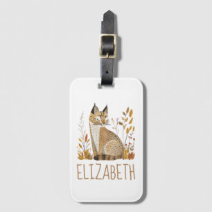 Woodland Bobcat Cute Personalised Luggage Tag