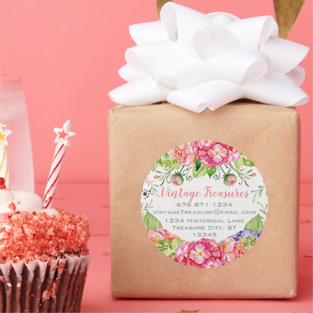 Woodland boho Floral Business or Personal Craft Classic Round Sticker (Party)