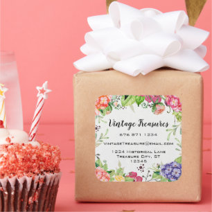 Woodland boho Floral Business or Personal Craft Square Sticker