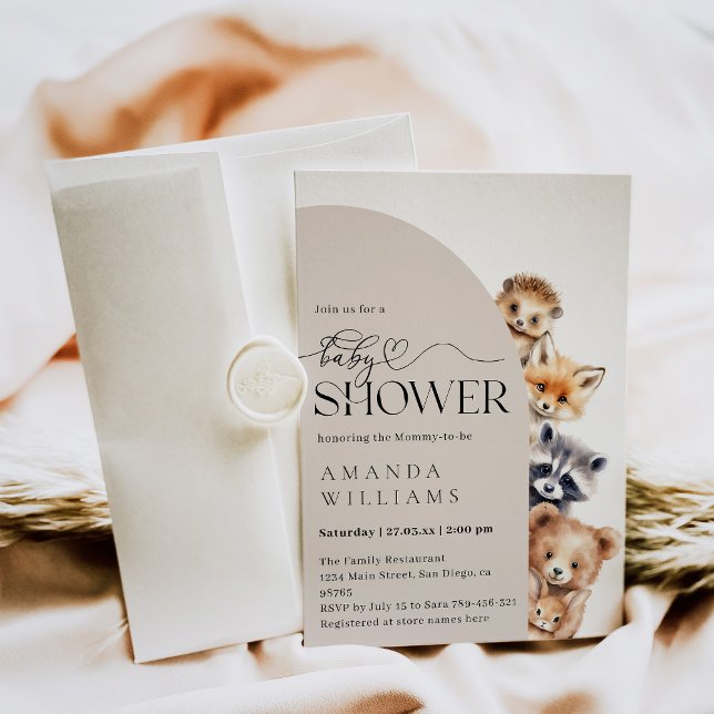 Woodland Boho Modern Neutral Baby Shower Invitation (Creator Uploaded)