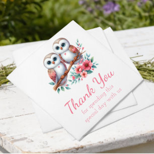Woodland Boho Rustic Country Owl Wedding Napkin