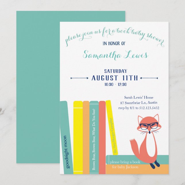 Woodland Book Baby Shower Invitation (Front/Back)
