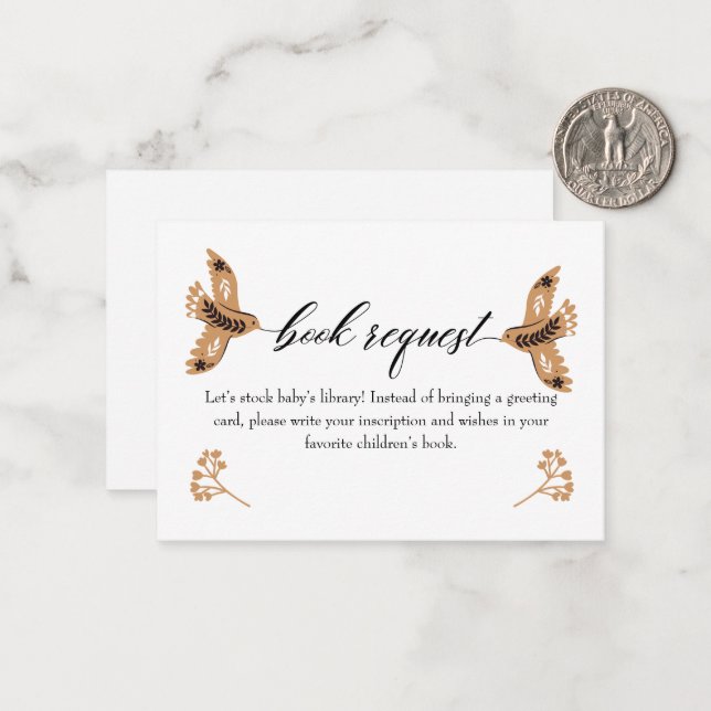 Woodland Book Request Book for Baby Insert Card (Front/Back In Situ)