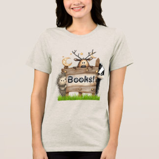 Woodland Books T-Shirt for Readers & Writers Tri-Blend Shirt