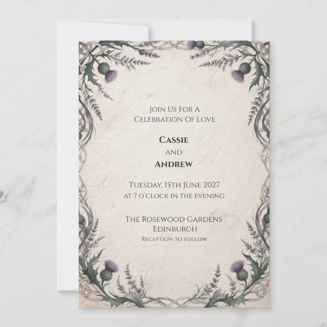 Woodland Botanical Border Wedding Invitation (Front)
