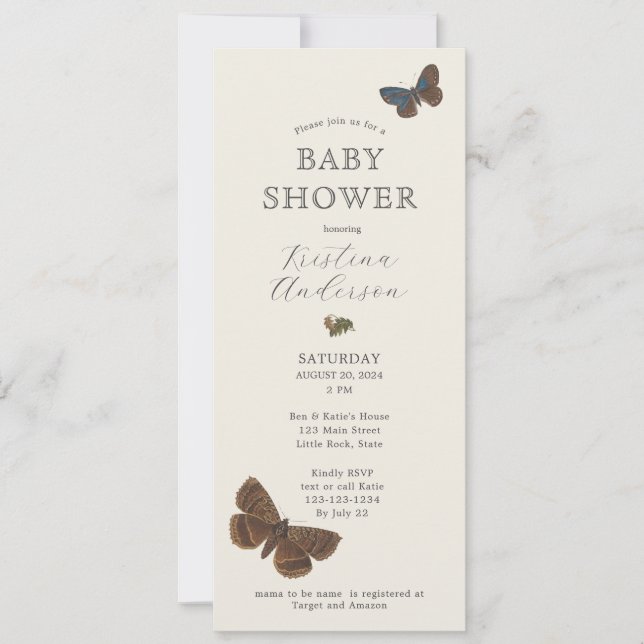 Woodland Botanical Gender Neutral Baby Invitation (Front)