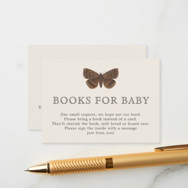 Woodland Botanicals Books for Baby Shower  Enclosure Card (Front/Back In Situ)