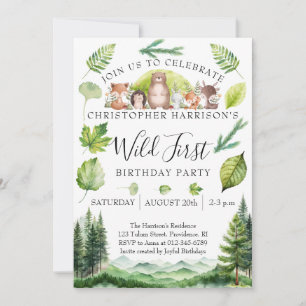 Woodland Boy 1st Birthday Party Invitation