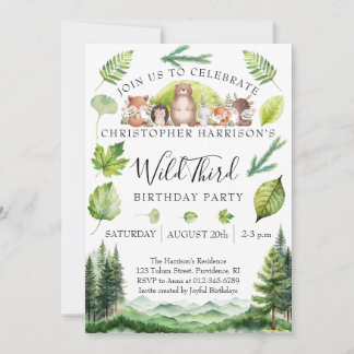 Woodland Boy 3rd Birthday Party Invitation