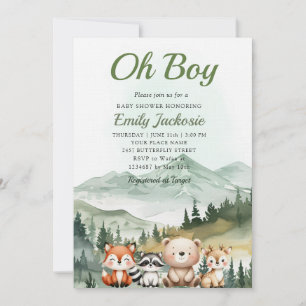 Woodland Boy Baby Forest Animal baby shower Invitation