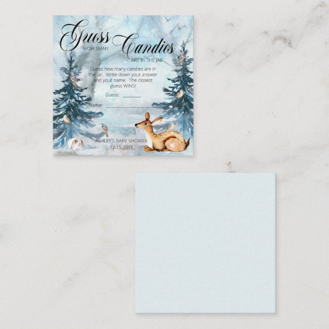 Woodland Boy Baby Shower Guess Candies in Jar Game Enclosure Card (Front/Back)