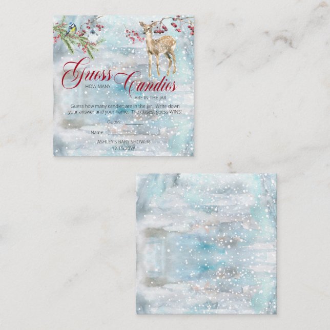 Woodland Boy Baby Shower Guess Candies in Jar Game Enclosure Card (Front/Back)