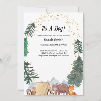 Woodland Boy Baby Shower Invitation