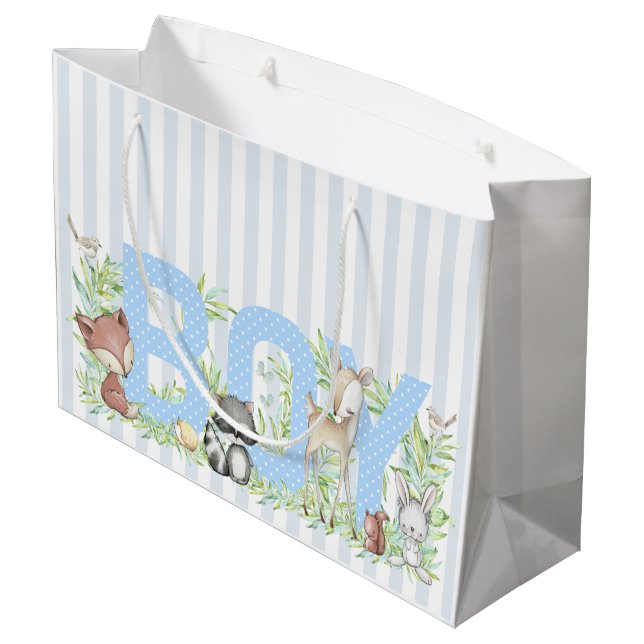 Woodland Boy Baby Shower Large Gift Bag (Back Angled)