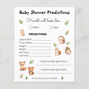 Woodland Boy Baby Shower Predictions Game