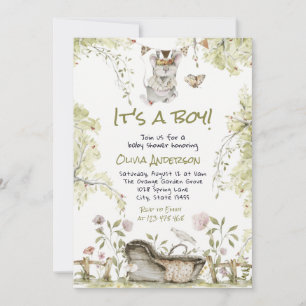 Woodland Boy Wild Forest Animals Baby Shower  Invitation