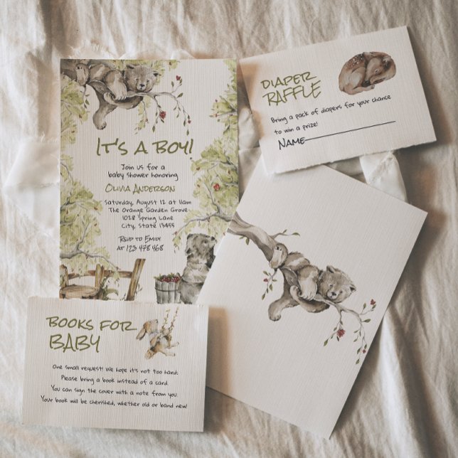 Woodland Boy Wild Forest Bear Animal Baby Shower  Invitation (Creator Uploaded)
