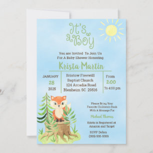 Woodland Bring a Book Baby Shower Invitation
