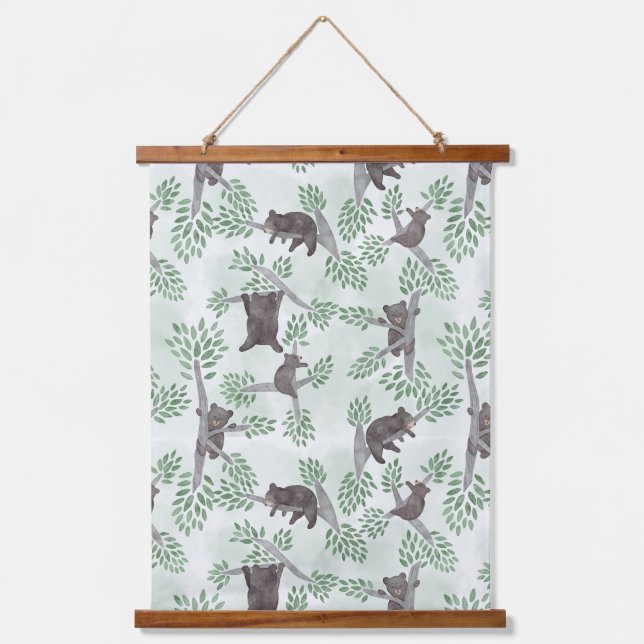 Woodland Brown Bear Cubs Hanging Tapestry (Front)