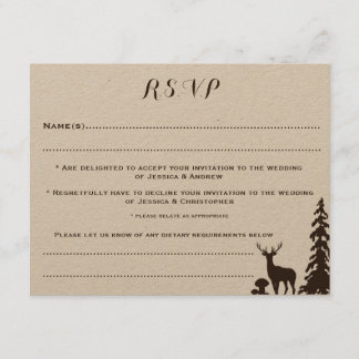 Woodland Brown Kraft Customised Wedding RSVP Card