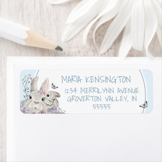 Woodland Bunnies Floral Blue Boy Baby Shower (Insitu)