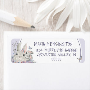 Woodland Bunnies Floral Purple Girl Baby Shower