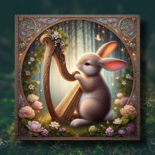Woodland Bunny Art Nouveau Frame Easter Holiday Card