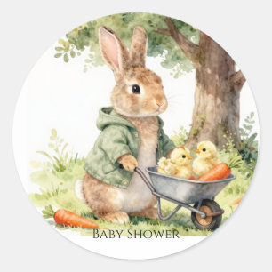Woodland Bunny Baby Shower Classic Round Sticker