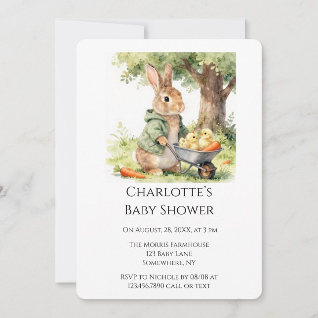 Woodland Bunny Baby Shower Invitation (Front)