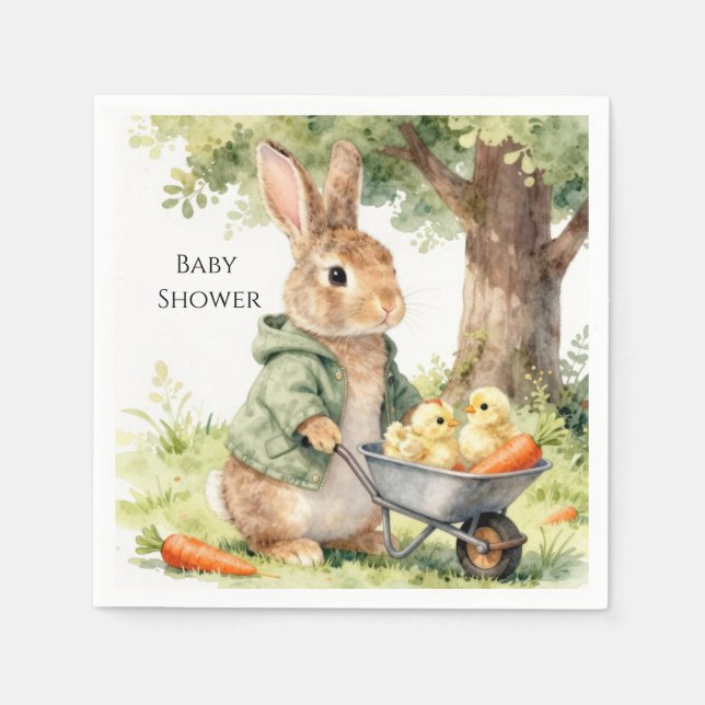 Woodland Bunny Baby Shower Napkin (Front)