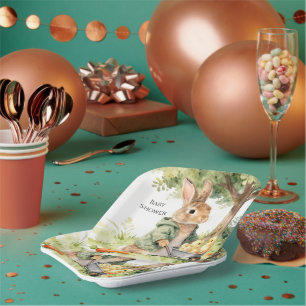 Woodland Bunny Baby Shower Paper Plate
