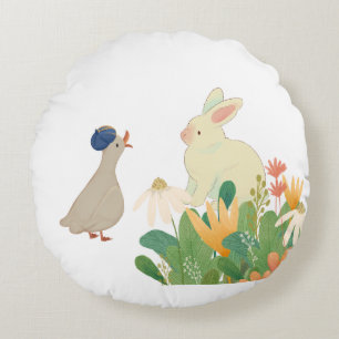 Woodland Bunny & Bird Pillow   Whimsical Nursery R
