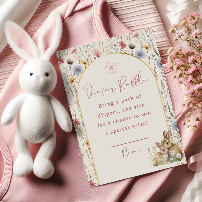 Woodland Bunny Charming Wildflower Diaper Raffle Enclosure Card (Creator Uploaded)