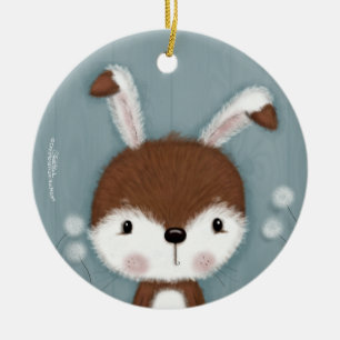 Woodland Bunny Portrait Ceramic Tree Decoration