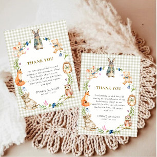 Woodland Bunny Rabbit Vintage Storybook Baby Thank You Card