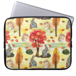 Woodland Bunny Rabbit Watercolor Laptop Sleeve