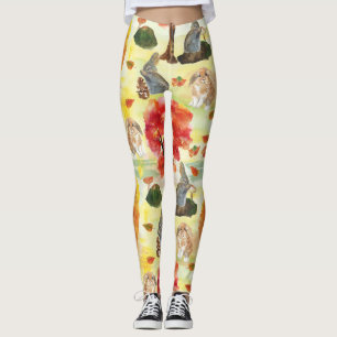 Woodland Bunny Rabbit Watercolor Leggings