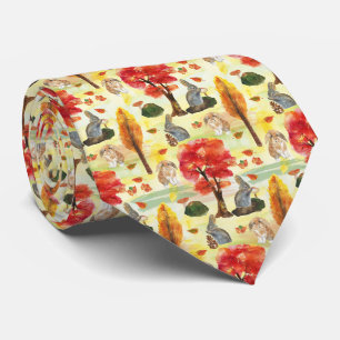 Woodland Bunny Rabbit Watercolor Tie