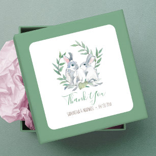 Woodland Bunny Thank You Favour Square Sticker