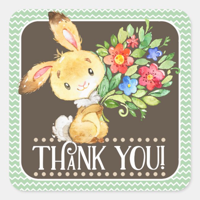 Woodland Bunny Thank You Sticker (Front)