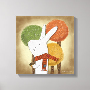 Woodland Bunny with Acorn Canvas Print