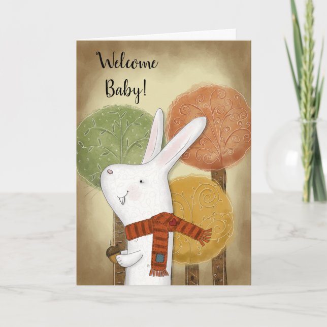 Woodland Bunny with Acorn Card (Front)