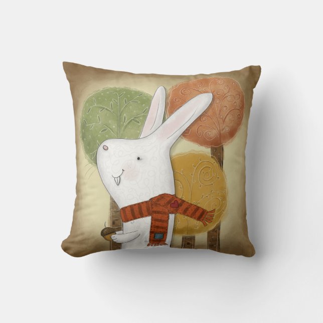 Woodland Bunny with Acorn Cushion (Front)