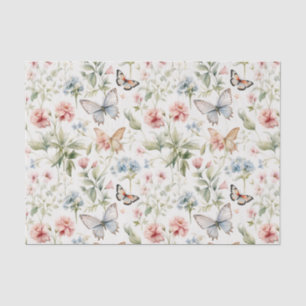 Woodland Butterflies and Flowers Pattern Tissue Paper