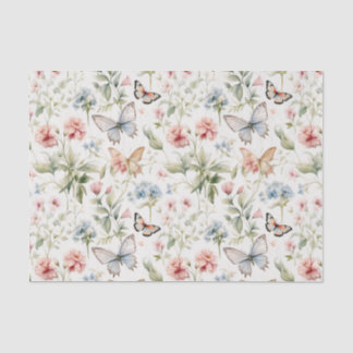 Woodland Butterflies and Flowers Pattern Tissue Paper